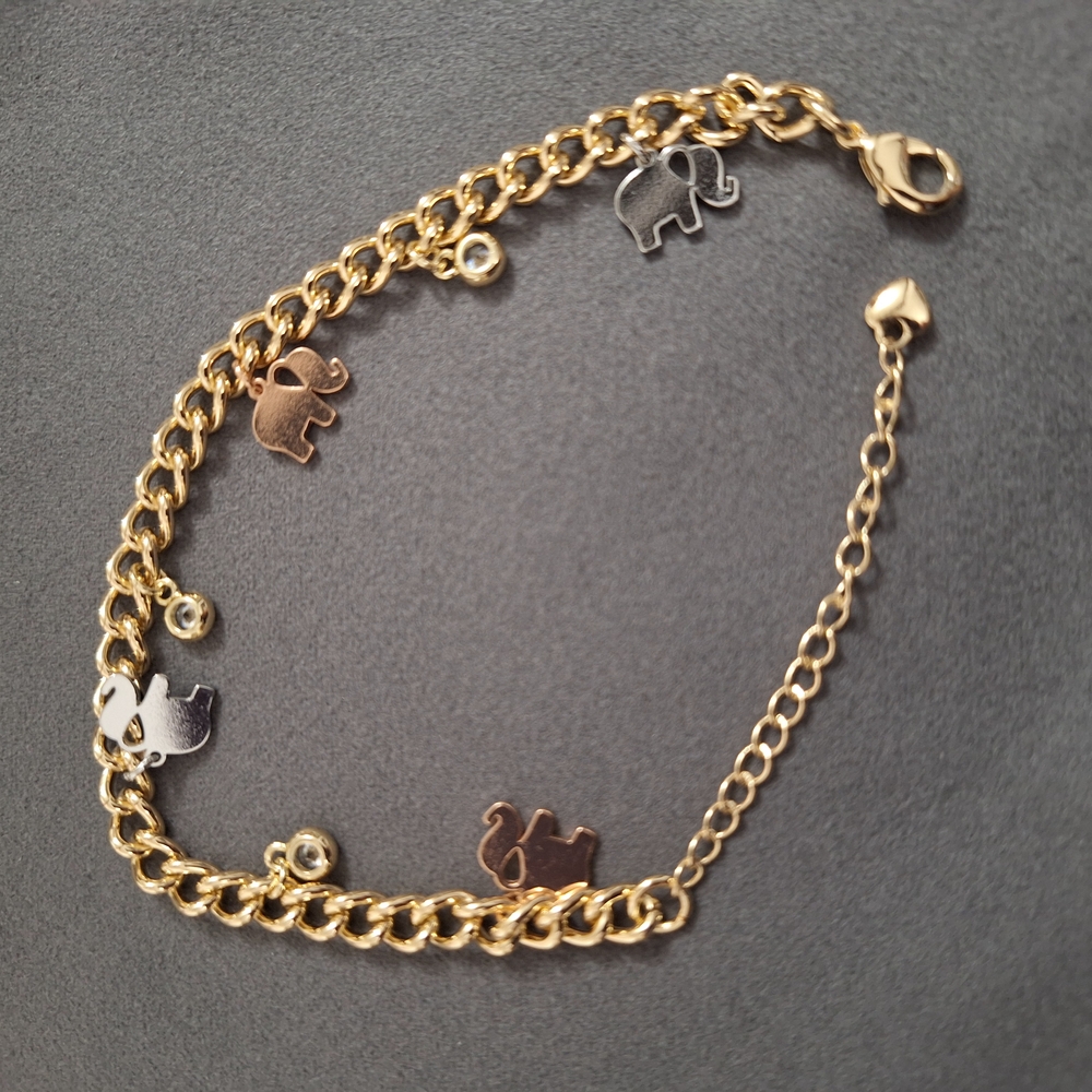 Gold Elephant Charm Bracelet